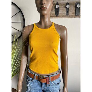 MADEWELL Womens Ribbed Mustard Yellow Tank Top Size S